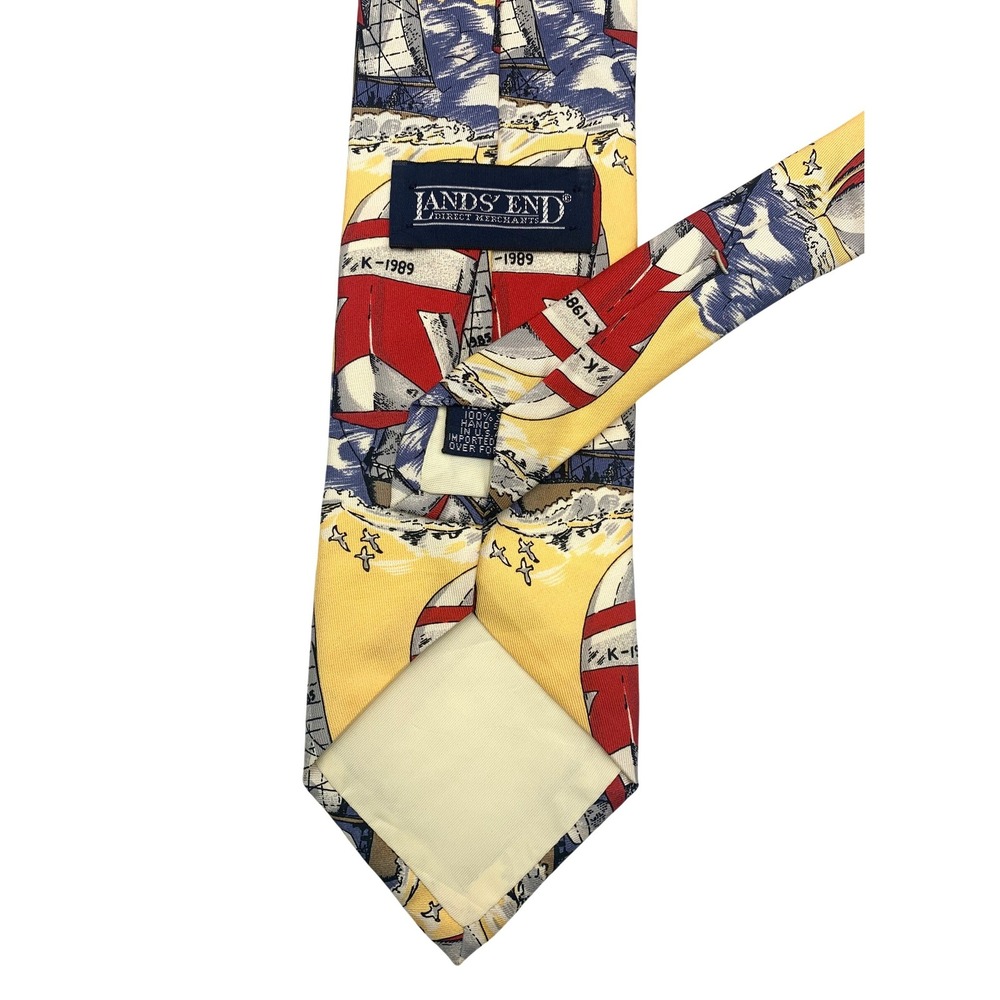 Lands'‎ End Nautical Sailboat Sailing Boating Silk Necktie Men's 57"L 3 1/2"W - Picture 3 of 6